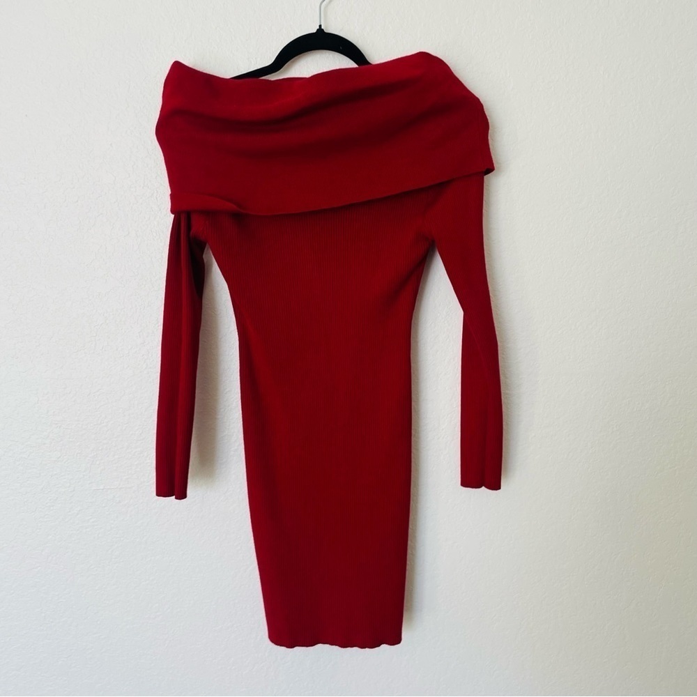 CuMMENSE woman’s mini over the shoulder dress size S red sexy ribbed stretchy